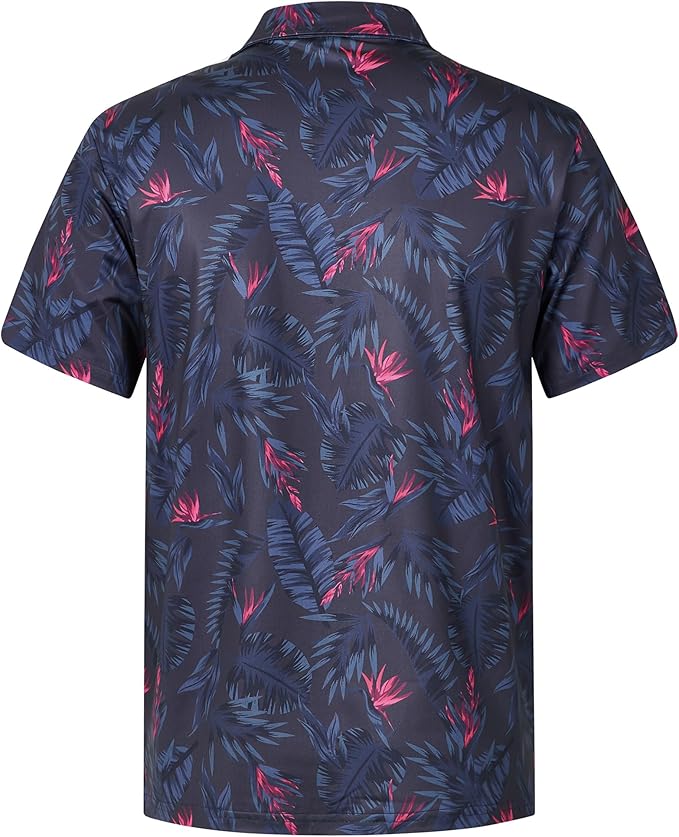 zeetoo Men's Polo Shirts Hawaiian Golf Polos Shirts Short Sleeve Performance Moisture Wicking Mens Golf Shirts