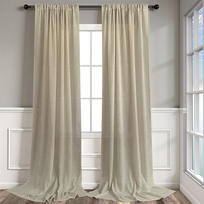 Burlywood Birch Taupe Beige Linen Curtains 96 Inches Long - Image 9