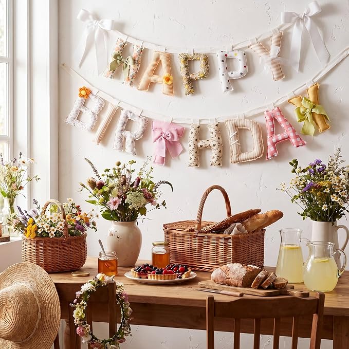 Pre-strung Happy Birthday Banner Sign Reusable Felt Happy Birthday Garland - Image 4