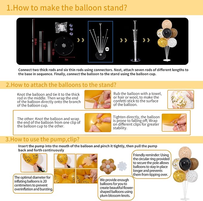 4 Sets Black Brown Gold Cheetach Print Balloons Stand Kit - Image 3