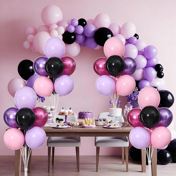 Pink and Purple Black Balloons Table Centerpieces Stand Kit - Image 8