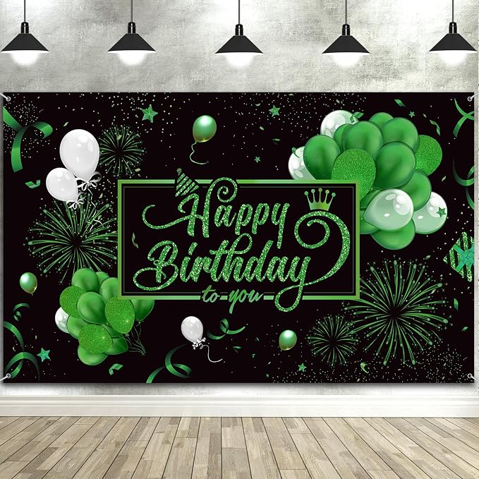 Blulu Happy Birthday Backdrop Banner Sign Poster Large Fabric Glitter Balloon by Blulu