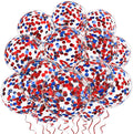 VHUWE Red Blue Confetti Balloons 25 Pcs, 12 Inch Thickened Clear Latex Balloon by VHUWE