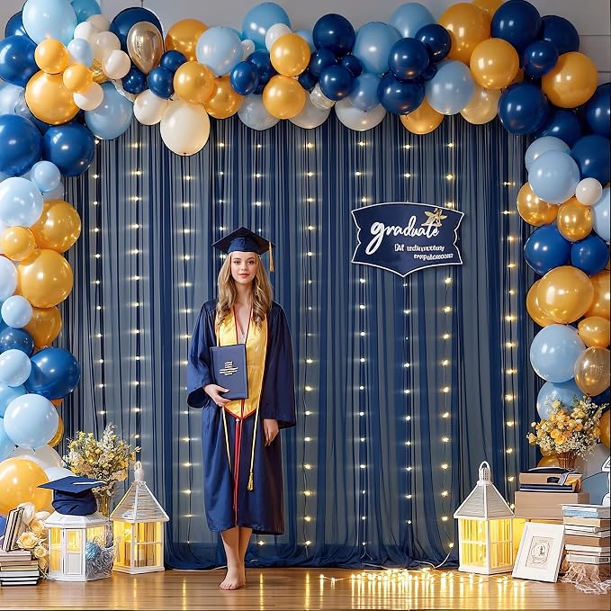 20x10ft Navy Blue Tulle Backdrop Curtain - Image 4