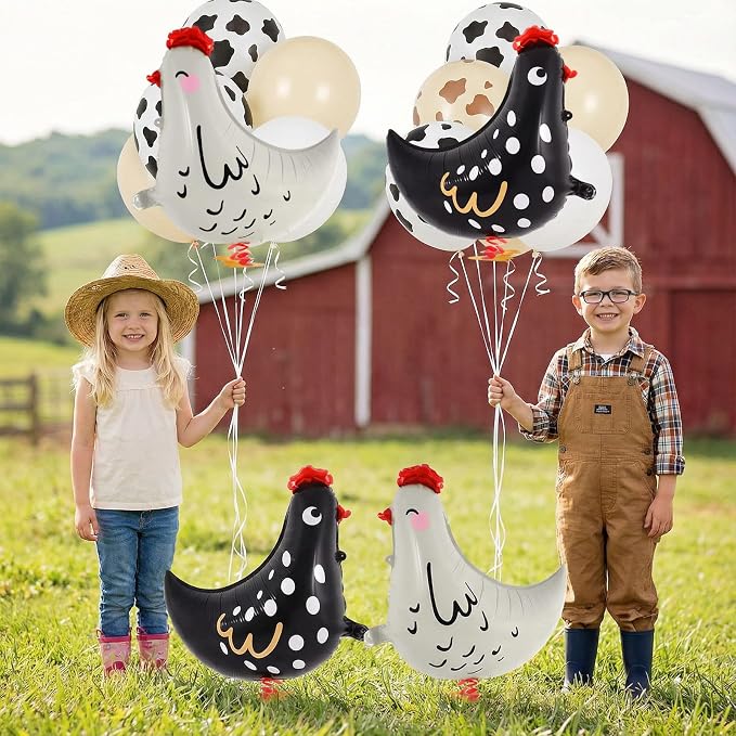 6 PCS Walking Chicken Balloons, Aluminum Foil Chicken Party Decorations White - Image 7