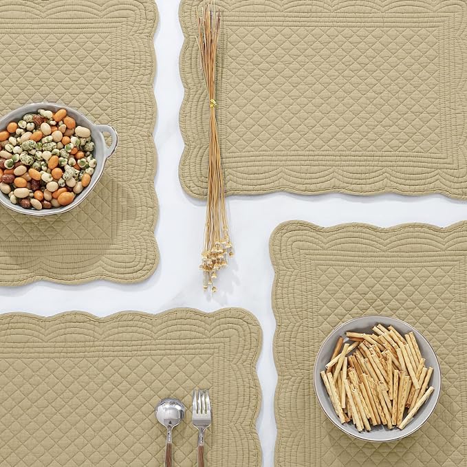 HOMBYS Quilted Placemats Set of 6 Washable-13x18 inches Rectangular Placemats - Image 6