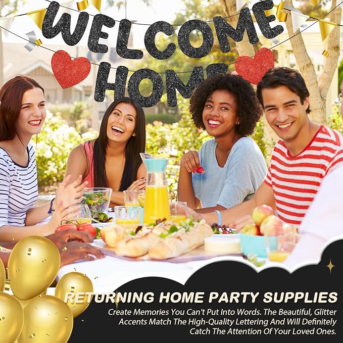 Fulmoon Pre Strung Welcome Home Banner Glitter Funny Welcome Sign - Image 7