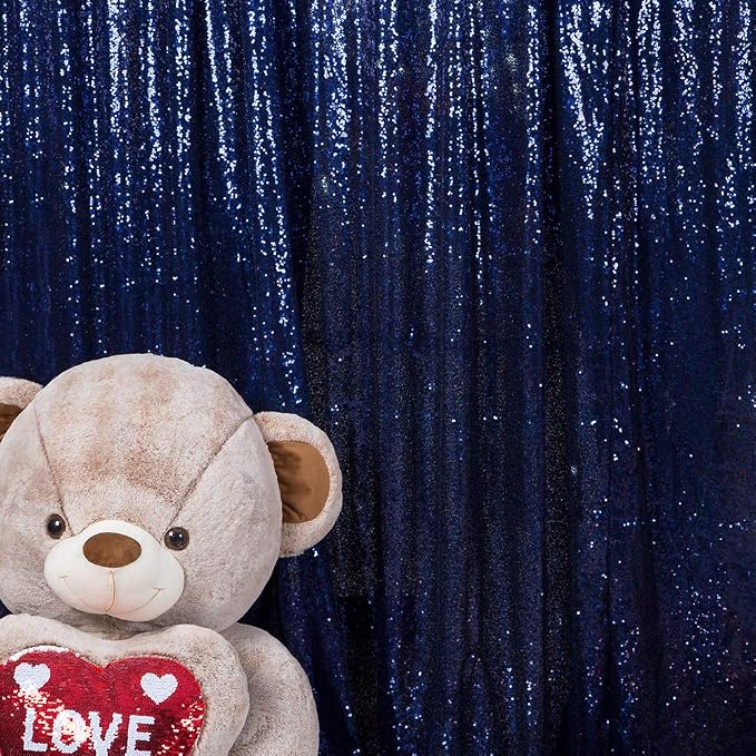 JYFLZQ Navy Blue Sequin Backdrop Curtains 6ft x 8ft 1 Panel Glitter Photo Booth by JYFLZQ
