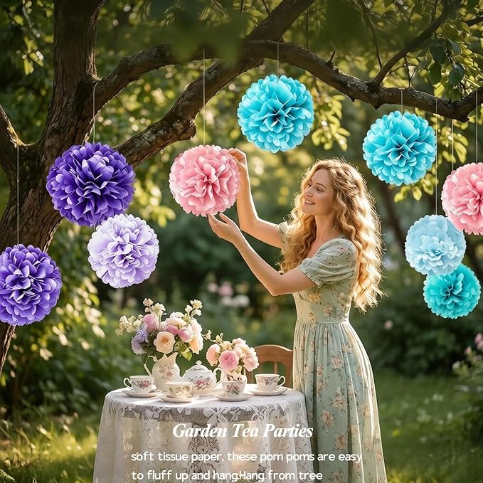 AimtoHome Paper Flower Pom Poms Decorations, Tea Party, Bachelorette, Neon - Image 5