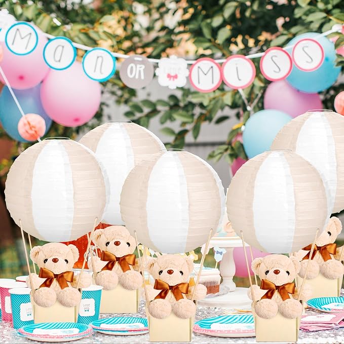 12 Sets Baby Shower Hot Air Balloon Table Centerpieces DIY Paper Lanterns - Image 5