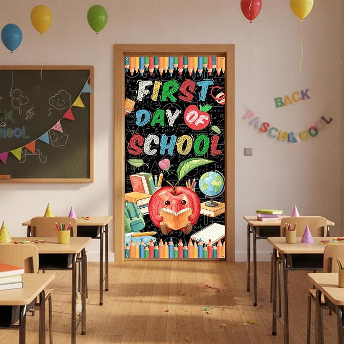 First Day of School Banner, 6.1 x 3 ft Happy Back to School Apple Door Cover - Image 5