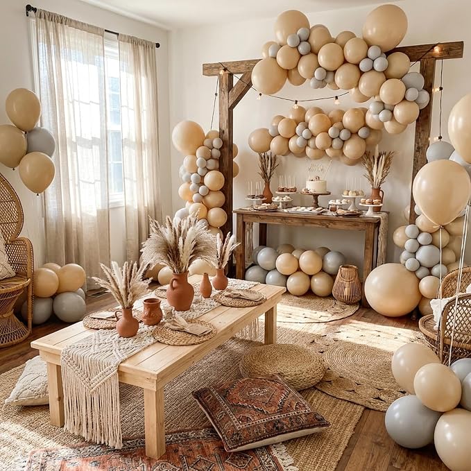 RUBFAC Vanilla Brown Balloons Different Sizes 105pcs 5/10/12/18 Inches - Image 6