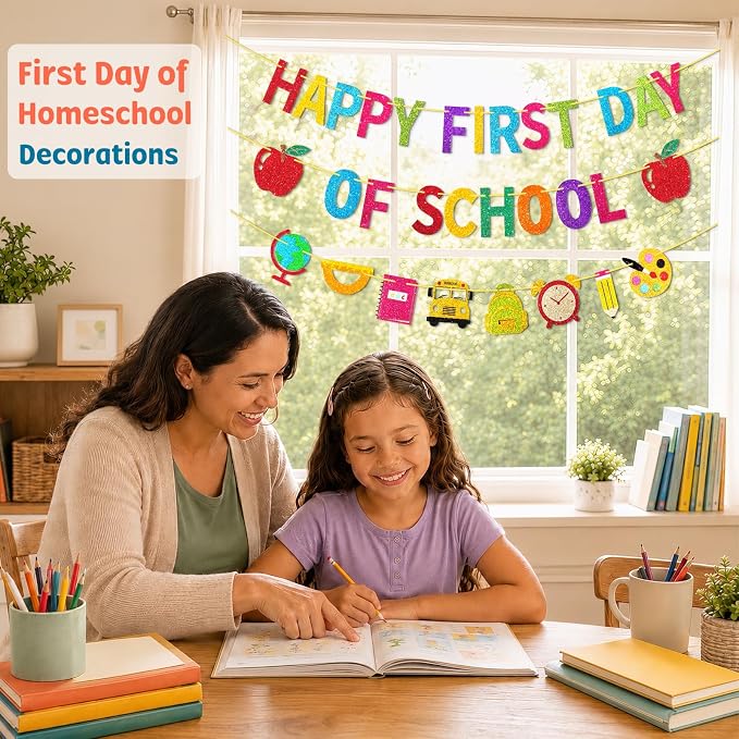 Happy First Day of School Banner, First Day of School Decorations | Pre-Strung - Image 6