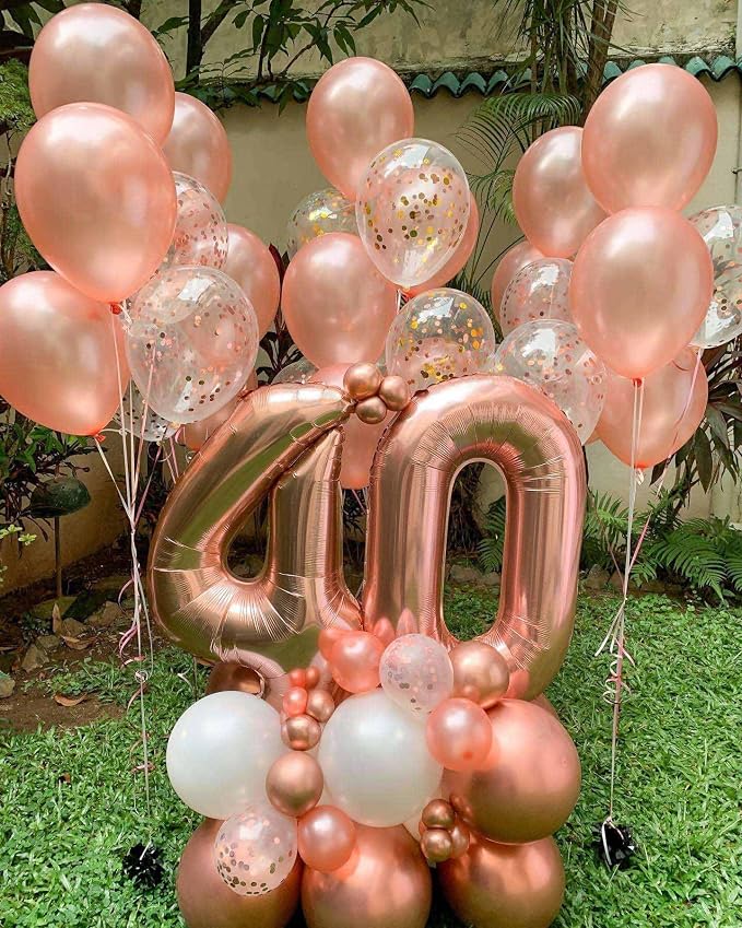 Rose Gold 40 Number Balloons, 40 Inch Giant Number 40 Balloons Foil Mylar - Image 5