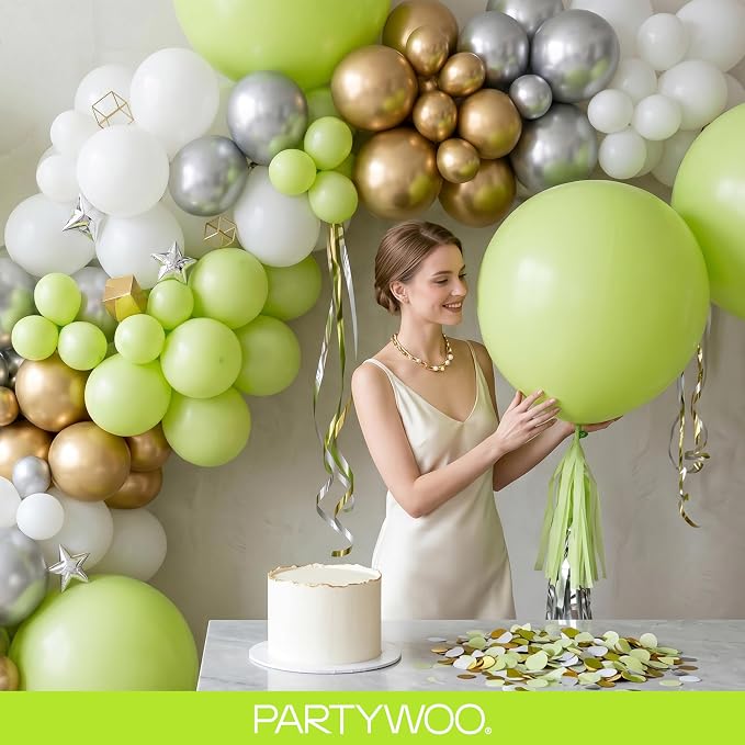 PartyWoo Lime Balloons 100pcs Green Light Green Color 36 18 12 10 5 Inch | - Image 10