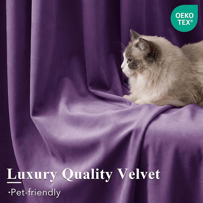 Purple Velvet Curtains for Grils Bedroom Nursery, W52 x L84, Back Tab Room - Image 5