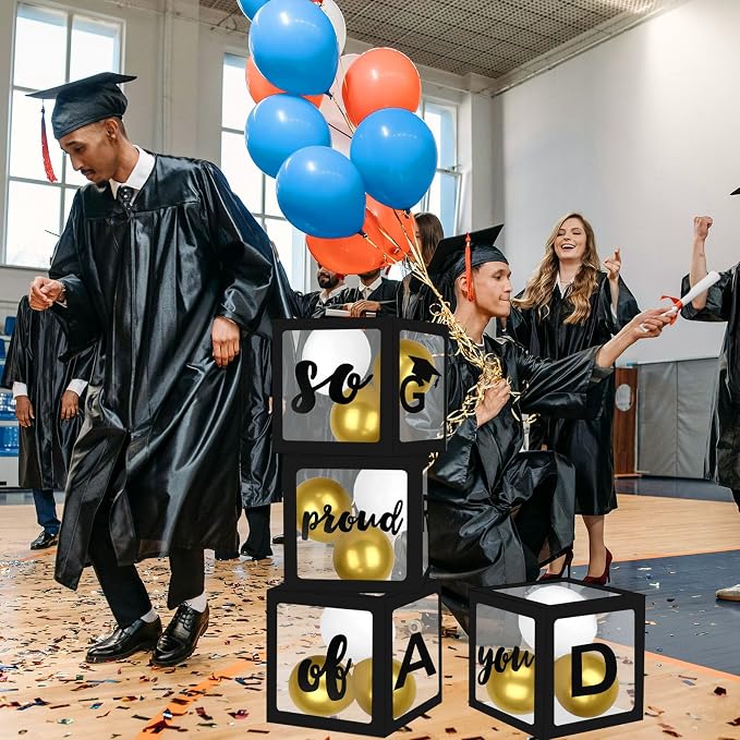 Pack of 4-12x12x12 Inches Black Clear GRAD Balloon Boxes - Image 6