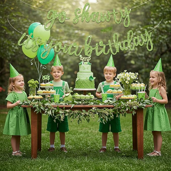 BEISHIDA Grass Green Pre-Strung Go Shawty It's Your Birthday Banner Decor | - Image 6