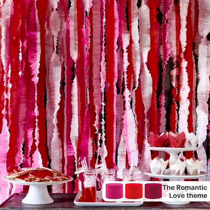 Burgundy Crepe Paper Streamers by PartyWoo: 6 Rolls, 1.8in x 82ft Each - Image 2