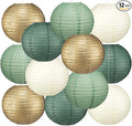 12 Pcs 10" Golg Greem Boho Paper Lanterns Party Classroom Decor by Retisee