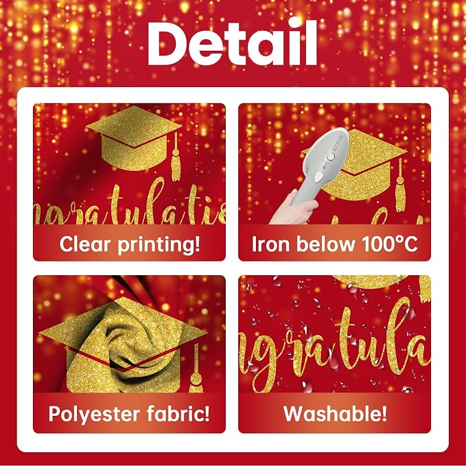 Mocsicka Class of 2026 Backdrop Red Gold Glitter Bokeh Graduation Party - Image 3