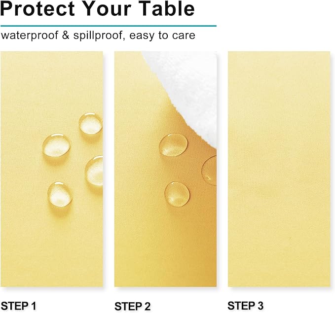 Hiasan Light Yellow Tablecloth for Rectangle Tables - Waterproof and Spillproof Washable Fabric Table Cloth for Dining Room Kitchen Party, 60 x 102 Inch