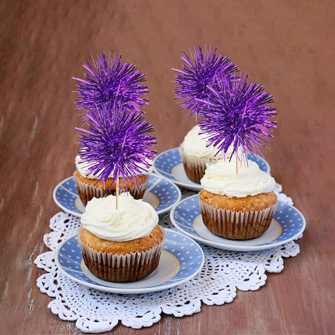 40 PCS Foil Firework Cupcake Toppers Fireworks Cupcake Picks Sparkle Tinsel - Image 6