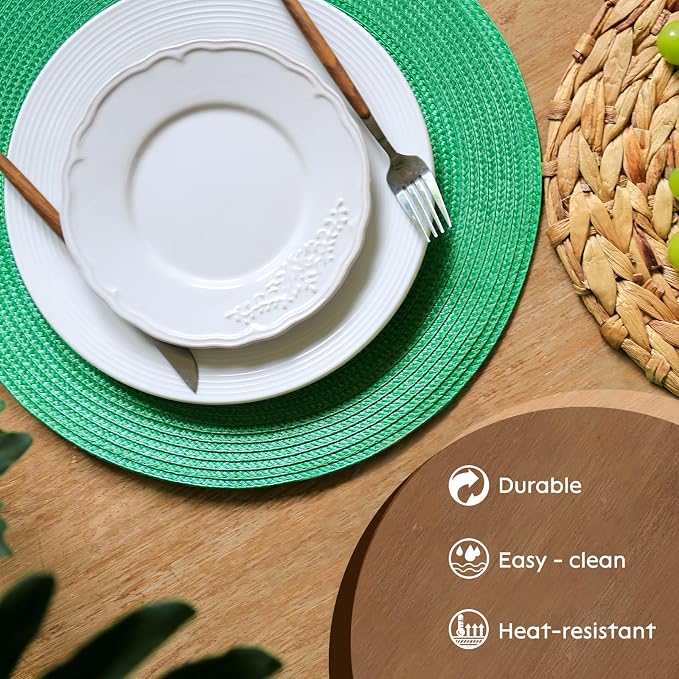 FunWheat Round Braided Placemats Set of 8 Table Mats - Image 3
