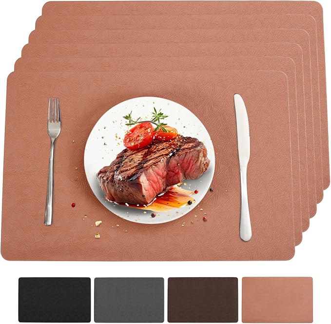 Vinyl Placemats Set of 6 Heat Resistant Easy Clean Non-Slip Place Mats by BxzanDya-LifeSmartMaker