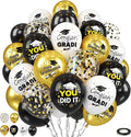 Black Gold Graduation Balloons, 12 Inch Metallic Gold and Black Graduation by Saxuxu