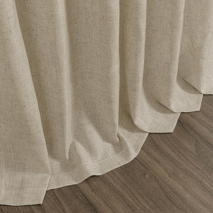 Eggshell Beige Linen 112 Inch Curtains - Image 9