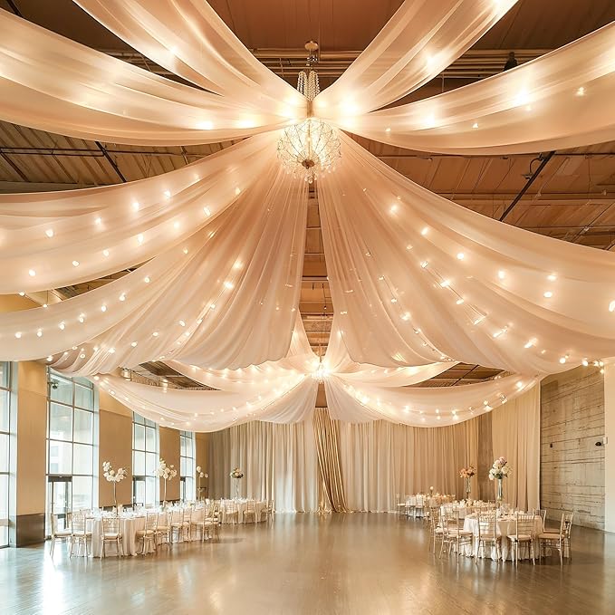 6 Panels Champagne Ceiling Drapes - Image 2