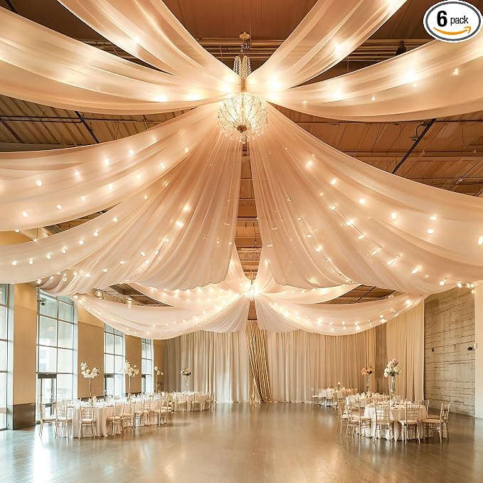 6 Panels Champagne Ceiling Drapes by Shillance