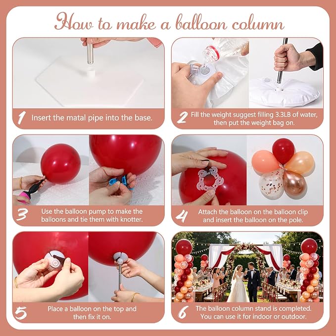 Burgundy Balloon Column Stand Kit 2 Sets - Image 5