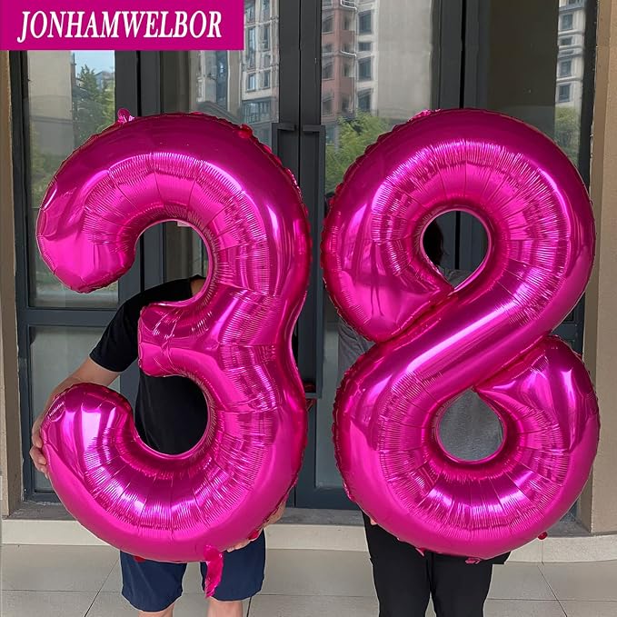 Jonhamwelbor Sweet 18 Balloons Hot Pink, Number 40 Inch 18 Pink Big Giant Jumbo - Image 5