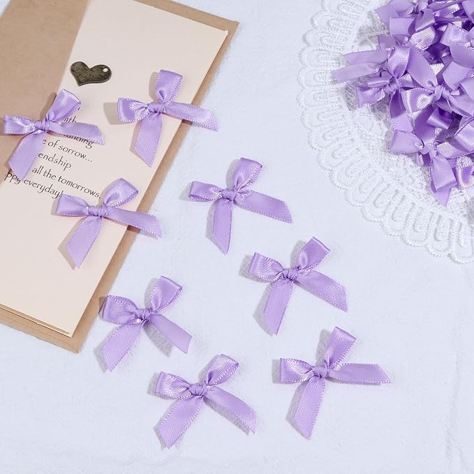 Purple Mini Bows 1.57" 100PCS Small Satin Ribbon Bows - Image 4