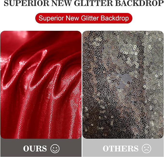 10x10ft Thick Red Glitter Backdrop Curtain Panels - Image 7