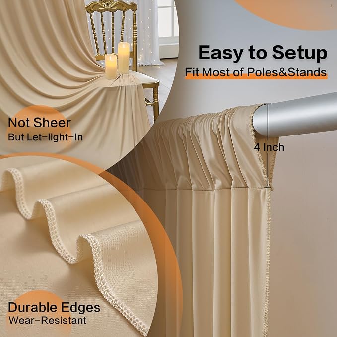 10ft×14ft Long Champagne Backdrop Curtain - Image 5