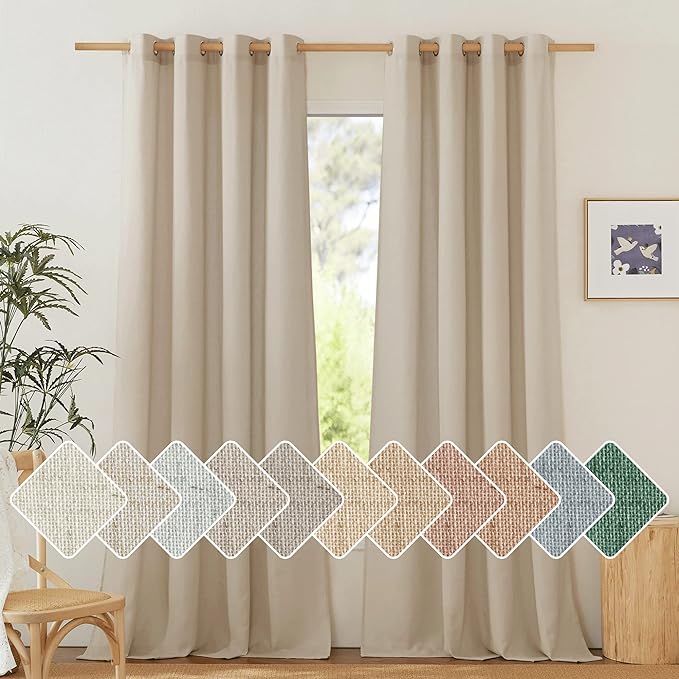 NICETOWN Linen Angora Curtains for Living Room, Grommet Privacy Assured Semi by NICETOWN