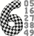 40In Black White Checkered Number 6 Balloon Race Car Digital Foil 6 Balloon | by YOIOZAIZAI