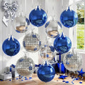 9 Pcs Blue Silver Round Foil Balloons Dark Navy Blue Metallic Silver Disco 4D by Froova