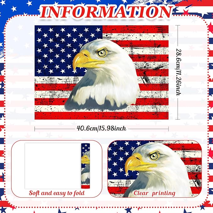 50Pcs Patriotic Disposable Paper Placemats American Flag Vintage Table Mats | - Image 2
