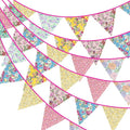 G2PLUS 39Ft Triangle Bunting Banner, Floral Cotton Pennant Banner, Tea Party by G2PLUS