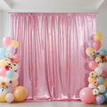 SquarePie Sequin Backdrop Curtain Not See Through Thick Glitter Background for Party 8FT x 8FT Fuchsia Pink