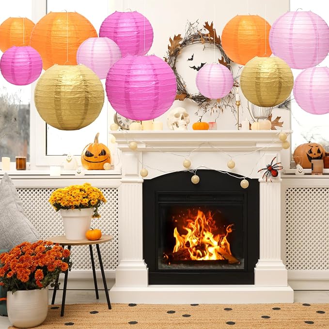 21Pcs Pastel Paper Lanterns, 4-10in Hanging Decor - Image 7