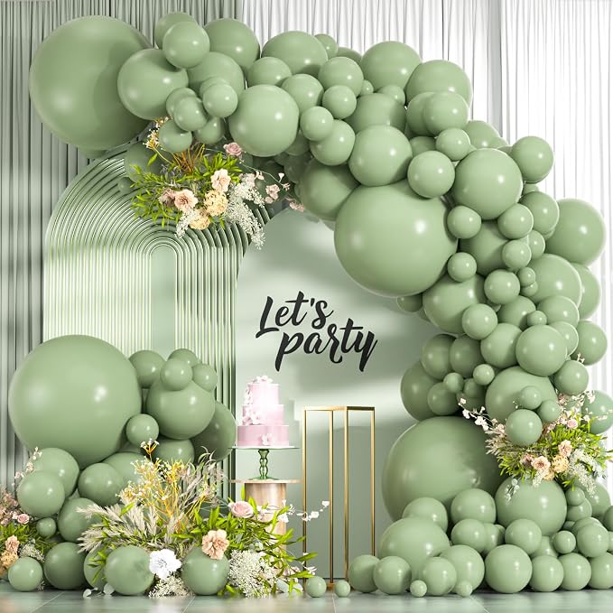 114pcs Sage Green Balloons Different Sizes, 18 12 10 5 inch Olive Balloons | by ZizasAry