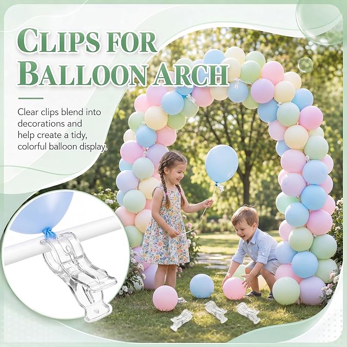 LemonRoad 50 Pack Large Balloon Arch Clips Plastic Transparent Backdrop Spring - Image 4