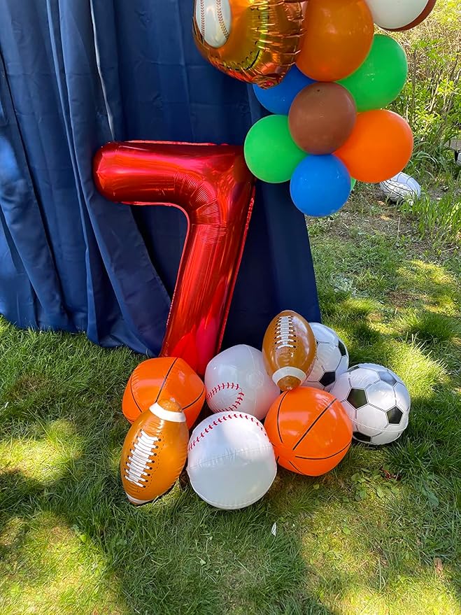7 Balloon Numbers Birthday Decorations, 40In Red Balloons - Image 2