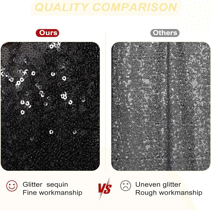 PartyDelight Black Sequin Backdrop Curtains 5x10ft 2 Sparkly Panels | 4 Inch - Image 5
