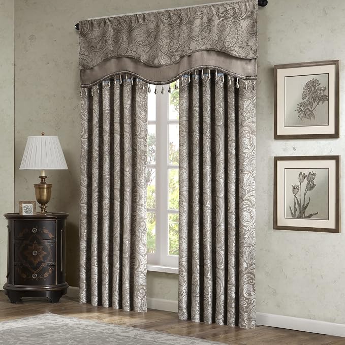 Madison Park Faux Silk Paisley Jacquard, Rod Pocket Curtain - Image 8